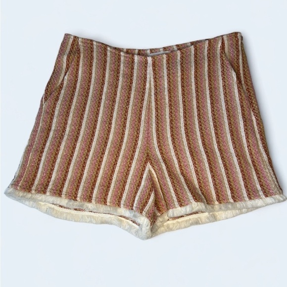 2/$30 THML boho fringe striped tulum shorts. SZ M - Picture 2 of 16